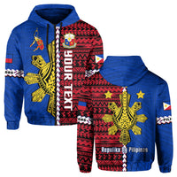 Custom Philippines Hoodie Pilipinas Sun Mix Polynesian Pattern LT14 Zip Hoodie Red - Polynesian Pride