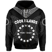 Cook Islands Hoodie Circle Pattern Mix Sea Turtle Black Version LT14 Zip Hoodie Black - Polynesian Pride