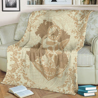 Hawaii Anchor Hibiscus Flower Vintage Premium Blankets - AH - Beige - Polynesian Pride