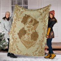 Hawaii Anchor Hibiscus Flower Vintage Premium Blankets - AH - Beige - Polynesian Pride