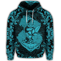 Hawaiian Anchor Hibiscus Flower Vintage Hoodie Blue - Polynesian Pride