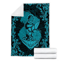 Hawaii Anchor Hibiscus Flower Vintage Premium Blankets - AH - Blue - Polynesian Pride