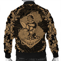 Hawaii Anchor Hibiscus Flower Vintage Bomber Jacket - AH - Gold - Polynesian Pride