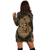 Hawaii Anchor Hibiscus Flower Vintage Hoodie Dress - AH - Gold - Polynesian Pride