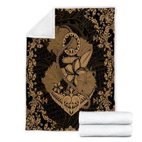 Hawaii Anchor Hibiscus Flower Vintage Premium Blankets - AH - Gold - Polynesian Pride