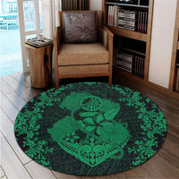 Hawaii Anchor Hibiscus Flower Vintage Round Carpet - AH - Green - Polynesian Pride