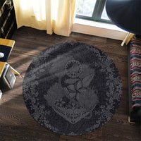 Hawaii Anchor Hibiscus Flower Vintage Round Carpet - AH - Grey - Polynesian Pride