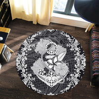Hawaii Anchor Hibiscus Flower Vintage Round Carpet - AH - Polynesian Pride