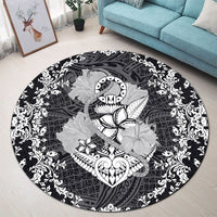 Hawaii Anchor Hibiscus Flower Vintage Round Carpet - AH - Polynesian Pride