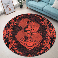Hawaii Anchor Hibiscus Flower Vintage Round Carpet - AH - Orange - Polynesian Pride