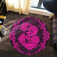 Hawaii Anchor Hibiscus Flower Vintage Round Carpet - AH - Pink - Polynesian Pride