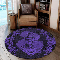 Hawaii Anchor Hibiscus Flower Vintage Round Carpet - AH - Purple - Polynesian Pride