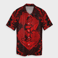 Hawaii Anchor Hibiscus Flower Vintage Hawaiian Shirt - AH - Red Unisex Black - Polynesian Pride