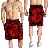Hawaii Anchor Hibiscus Flower Vintage Men's Shorts - AH - Red - Polynesian Pride
