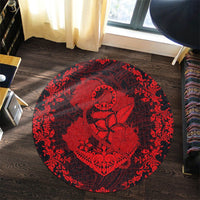Hawaii Anchor Hibiscus Flower Vintage Round Carpet - AH - Red - Polynesian Pride