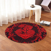 Hawaii Anchor Hibiscus Flower Vintage Round Carpet - AH - Red - Polynesian Pride