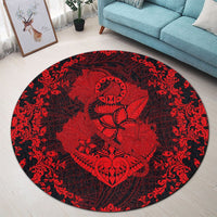 Hawaii Anchor Hibiscus Flower Vintage Round Carpet - AH - Red - Polynesian Pride