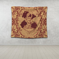 Hawaii Anchor Hibiscus Flower Vintage Tapestry - AH - Red Orange - Polynesian Pride
