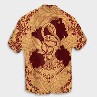 Hawaii Anchor Hibiscus Flower Vintage Hawaiian Shirt - AH - Red Orange - Polynesian Pride