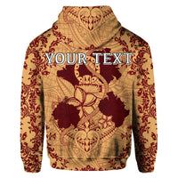 Custom Hawaii Anchor Hibiscus Flower Vintage Hoodie Red Orange - Polynesian Pride