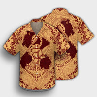 Hawaii Anchor Hibiscus Flower Vintage Hawaiian Shirt - AH - Red Orange - Polynesian Pride