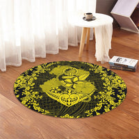 Hawaii Anchor Hibiscus Flower Vintage Round Carpet - AH - Yellow - Polynesian Pride