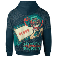 Hawaii Custom Personalized Zip up Hoodie Tiki DJ Party - Polynesian Pride