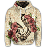 Hawaiian Fish Hook Hibiscus Plumeria Polynesian Hoodie - Polynesian Pride