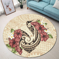 Hawaii Fish Hook Hibiscus Plumeria Polynesian Round Carpet - AH - Polynesian Pride