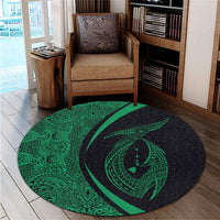 Hawaii Fish Hook Polynesian Round Carpet - Circle Style Green - AH - Polynesian Pride