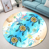 Hawaii Fresh Beach Turtle Plumeria Round Carpet - AH - Brian Style - Polynesian Pride