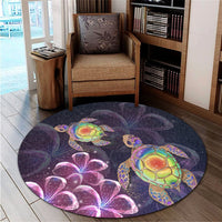 Hawaii Galaxy Turtle Hibiscus Round Carpet - AH - Polynesian Pride