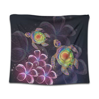 Hawaii Galaxy Turtle Hibiscus Tapestry - AH Wall Tapestry Black - Polynesian Pride