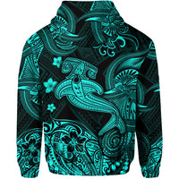 Hawaii Hammer Shark Polynesian Zip Hoodie Unique Style Turquoise LT8 - Polynesian Pride
