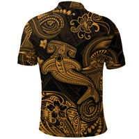 Hawaii Hammer Shark Polynesian Polo Shirt Unique Style Gold LT8 - Polynesian Pride