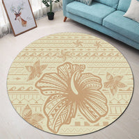 Hawaii Hibiscus Plumeria Kanaka Polynesian Vintage Round Carpet - AH - Polynesian Pride
