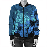 Hawaii Hibiscus Turtle Bomber Jacket - AH - Polynesian Pride