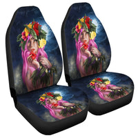 Hawaii Kanaka Colorful Hula Girl Car Seat Covers - Dinh Style Universal Fit Black - Polynesian Pride