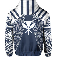 Hawaii Kanaka Football Jersey Polynesian Hoodie Blue and White Victor Style - Polynesian Pride