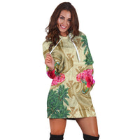 Hawaii Kanaka Maoli Plumeria Palm Trees Hammer Shark Hoodie Dress - AH - Polynesian Pride