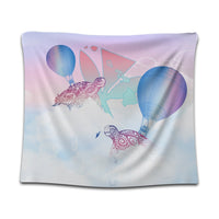 Hawaii Kanaka Map Horizon Turtle Tapestry - AH Wall Tapestry Black - Polynesian Pride