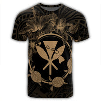 Hawaii Kanaka Turtle Hibiscus Polynesian T Shirt Anthea Style Gold - Polynesian Pride