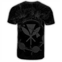Hawaii Kanaka Turtle Hibiscus Polynesian T Shirt Anthea Style Gray - Polynesian Pride