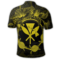 Hawaii Kanaka Turtle Hibiscus Polynesian Polo Shirt Anthea Style Yellow - Polynesian Pride