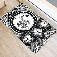 Hawaii Map Honu Hibiscus Polynesian Door Mat White AH - Polynesian Pride