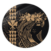 Hawaii Map Kanaka Polynesian Hula Girl Round Carpet Gold - AH - J5R Round Carpet Luxurious Plush - Polynesian Pride
