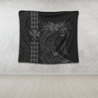 Hawaii Map Kanaka Polynesian Hula Girl Tapestry Grey - AH - J5C - Polynesian Pride
