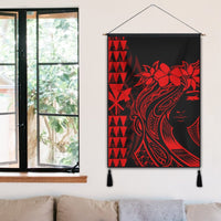 Hawaii Map Kanaka Polynesian Hula Girl Hanging Poster Red - AH - J5R - Polynesian Pride