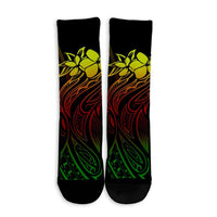 Hawaii Map Kanaka Polynesian Hula Girl Crew Socks Reggae - AH - J5R - Polynesian Pride