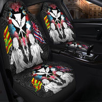 Hawaii Map Kanaka Two Men Holding Flag Car Seat Covers - AH - Polynesian Pride